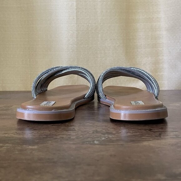 Steve Madden Womens Vanilly Sandal Sz 10 Silver Crystal Slip On Slide Bling Glam - Picture 8 of 13